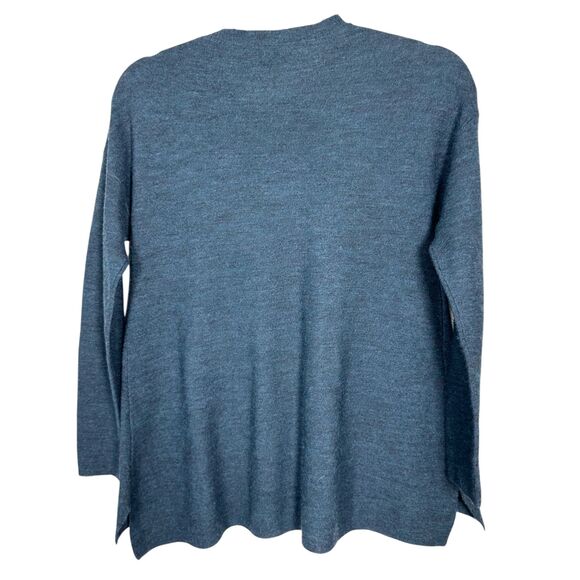 Eileen Fisher Merino Wool Blue Crewneck Lightweight Long Sleeve PP Petite 2 - 4 - Picture 3 of 5